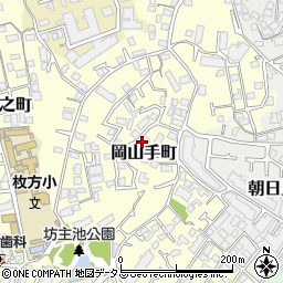 大阪府枚方市岡山手町周辺の地図