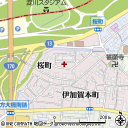 大阪府枚方市桜町周辺の地図