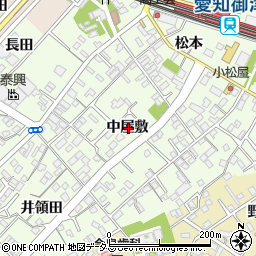 愛知県豊川市御津町西方中屋敷周辺の地図