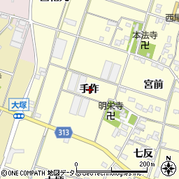 愛知県西尾市一色町大塚手作周辺の地図