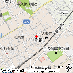 愛知県豊川市牛久保町岸組周辺の地図
