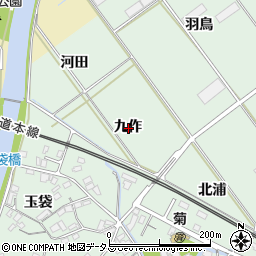 愛知県豊川市御津町下佐脇九作周辺の地図