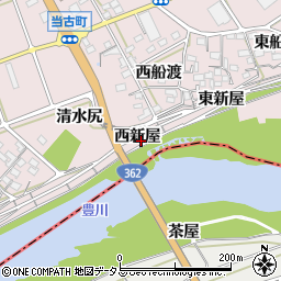 愛知県豊川市当古町（西新屋）周辺の地図