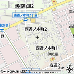 愛知県豊川市西香ノ木町周辺の地図
