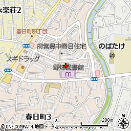 大阪府営豊中春日住宅集会所棟周辺の地図