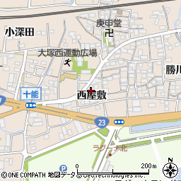 愛知県蒲郡市大塚町西屋敷周辺の地図