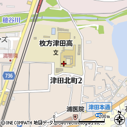 大阪府枚方市津田北町周辺の地図