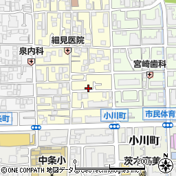 大阪府茨木市下中条町9-24周辺の地図
