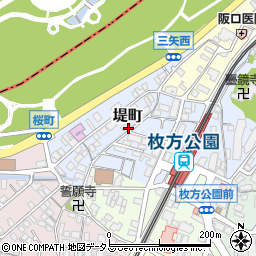 大阪府枚方市堤町周辺の地図