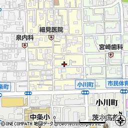 大阪府茨木市下中条町9-25周辺の地図
