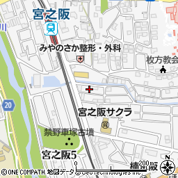 枚方市立　宮之阪自転車駐車場周辺の地図