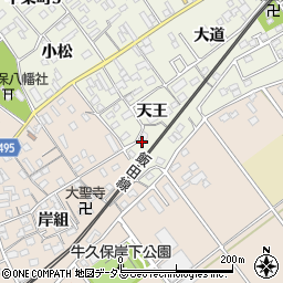 愛知県豊川市中条町天王33-1周辺の地図
