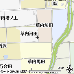 京都府京田辺市草内河田周辺の地図