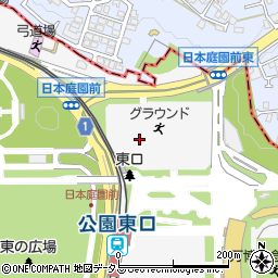 万博記念公園　運動場周辺の地図