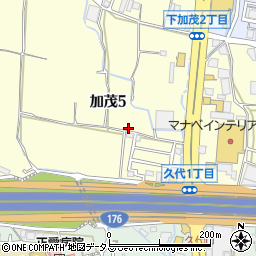 兵庫県川西市加茂5丁目周辺の地図
