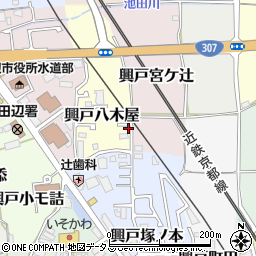 京都府京田辺市興戸八木屋8-10周辺の地図