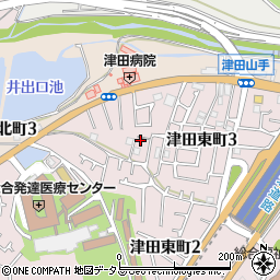 ②18:00〜23:59 津田東町3丁目akippa駐車場周辺の地図