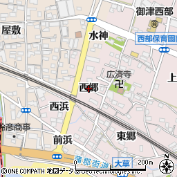 愛知県豊川市御津町大草西郷周辺の地図