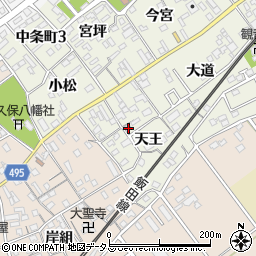 愛知県豊川市中条町天王周辺の地図