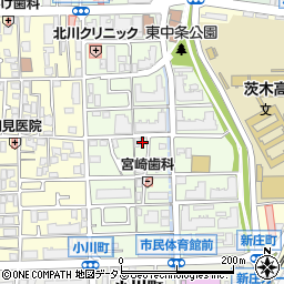 大阪府茨木市東中条町周辺の地図