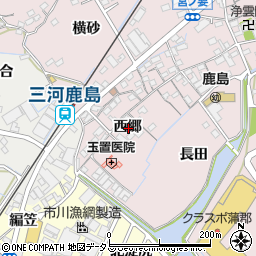愛知県蒲郡市鹿島町西郷周辺の地図