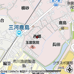 愛知県蒲郡市鹿島町（西郷）周辺の地図