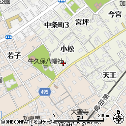 愛知県豊川市中条町小松106周辺の地図