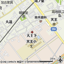 愛知県豊川市牛久保町天王下周辺の地図