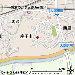 愛知県蒲郡市大塚町産子山周辺の地図