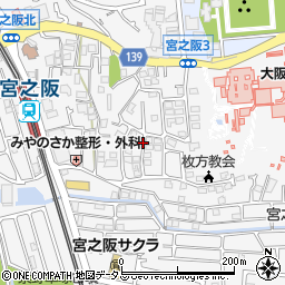 大阪府枚方市宮之阪周辺の地図