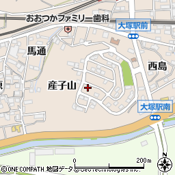 愛知県蒲郡市大塚町（産子山）周辺の地図