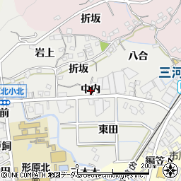 愛知県蒲郡市金平町中内周辺の地図