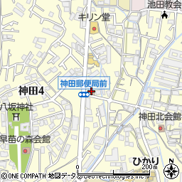 池田神田郵便局周辺の地図