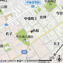愛知県豊川市中条町小松93周辺の地図