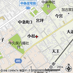 愛知県豊川市中条町小松112周辺の地図