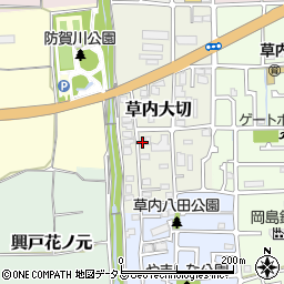 京都府京田辺市草内大切23周辺の地図