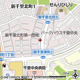 タイムズＵＲ新千里北町駐車場周辺の地図