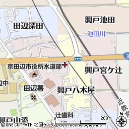 京都府京田辺市興戸犬伏25周辺の地図
