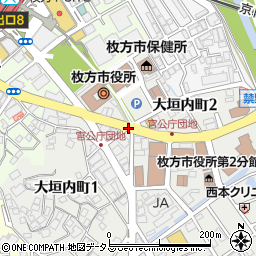 枚方市役所東周辺の地図