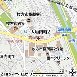 タイムズ枚方大垣内町駐車場周辺の地図