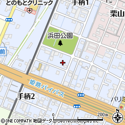 兵庫県姫路市手柄1丁目33周辺の地図