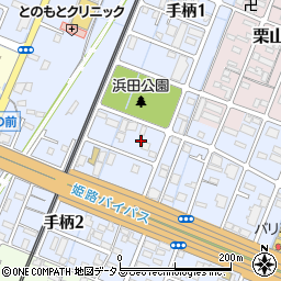 兵庫県姫路市手柄1丁目34周辺の地図