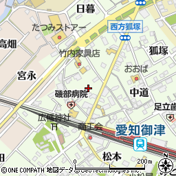 愛知県豊川市御津町西方小貝津周辺の地図