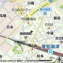 愛知県豊川市御津町西方（小貝津）周辺の地図