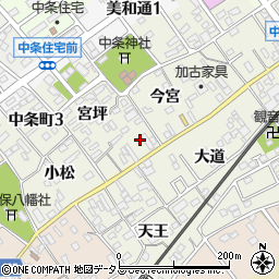 愛知県豊川市中条町今宮38周辺の地図
