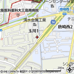 大阪府高槻市玉川1丁目23周辺の地図