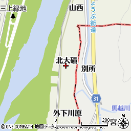 愛知県豊川市三上町北大磧周辺の地図