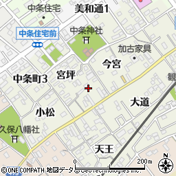 愛知県豊川市中条町今宮34周辺の地図