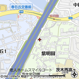 大阪府茨木市紫明園5-22周辺の地図