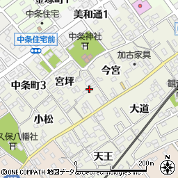 愛知県豊川市中条町今宮33周辺の地図